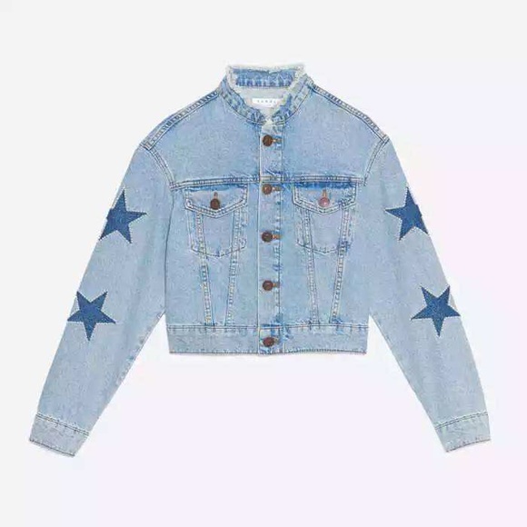 sandro denim jacket with pearls